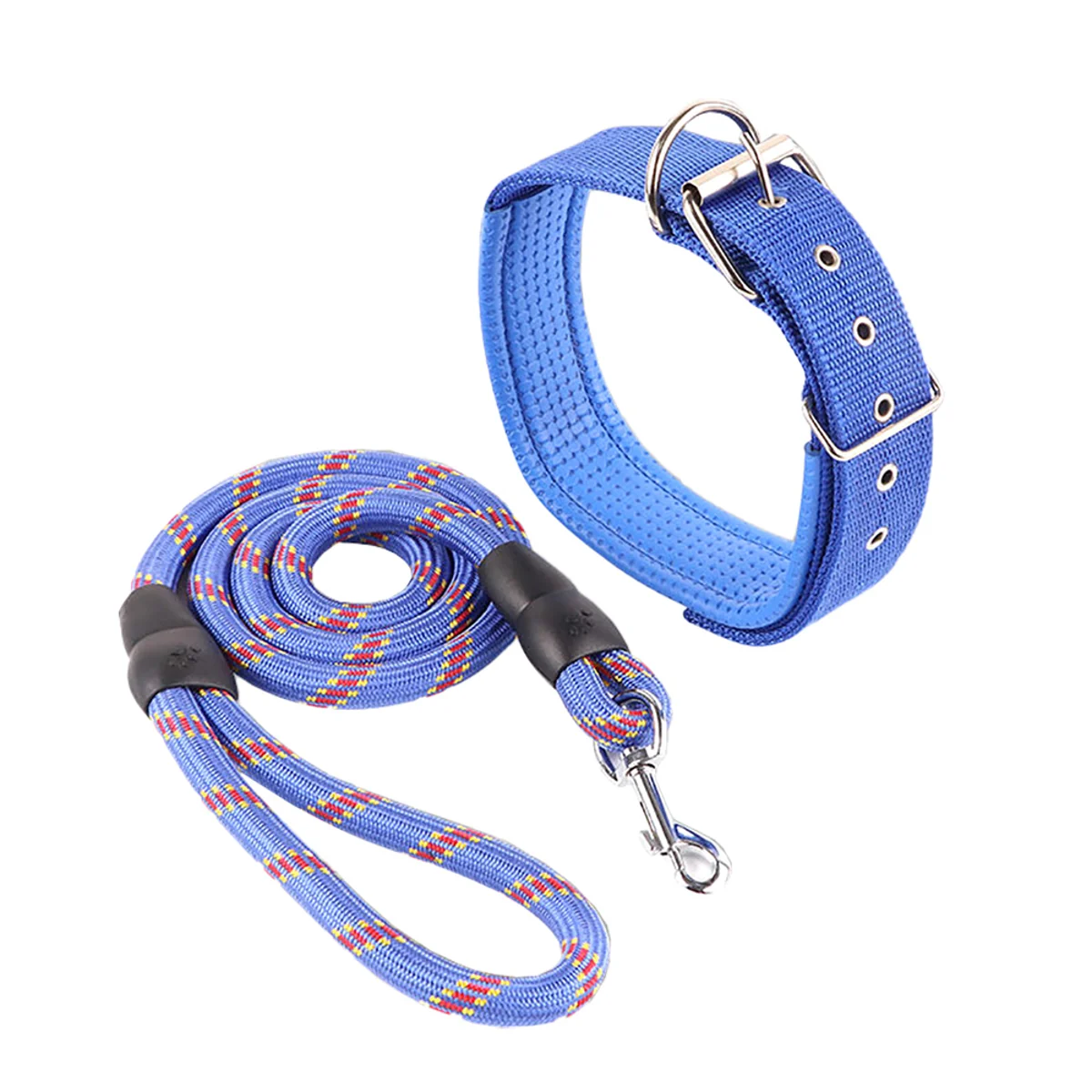 Blue Collar & Rope Leash Set
