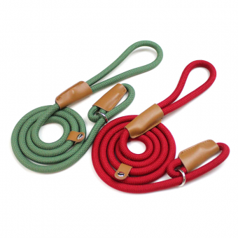 dog leash, custom dog lead, polyester dog leash, durable dog leash, dog leash with leather decoration