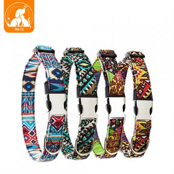 Bohemian metal buckle dog collar