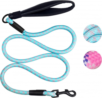 High Quality Reflective Dog Leash, Tangle Free Padded Pet Leash, Durable Polyester Dog Leash for Outdoor, Soft Padded Dog Lead for Walking Running, Reflective Safety Dog Leash