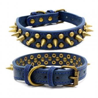 golden rivet pet collar for medium large dogs