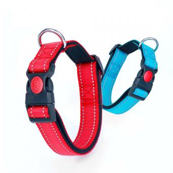 adjustable padded nylon dog collar with quick release buckle