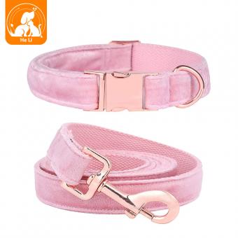 pink faux leather dog collar leash set with rose gold buckle