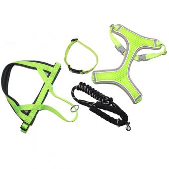 fluorescent green reflective dog harness leash set