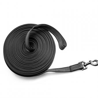 black extra long nylon dog training leash