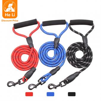 multi-color padded handle round rope dog leash