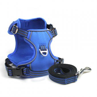 blue mesh dog harness set