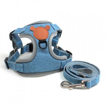 denim style dog harness set