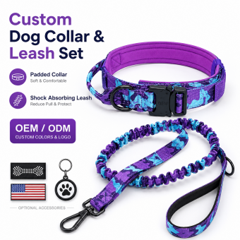 camouflage dog collar leash set