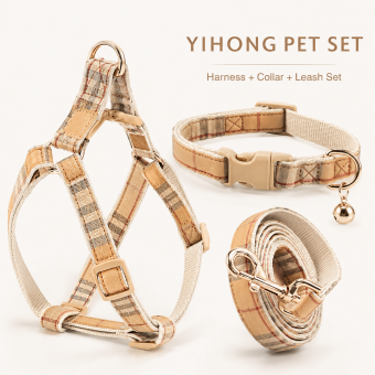 british check dog harness collar leash