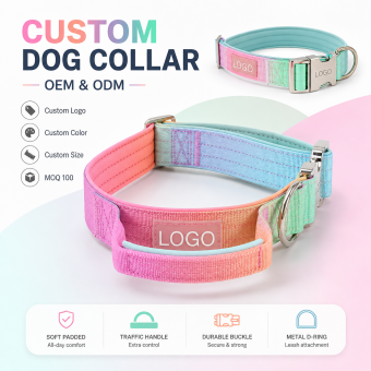 custom logo woven label dog collar