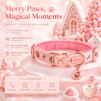 strawberry print puppy collar