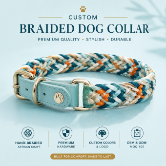 hand braided cotton rope dog collar