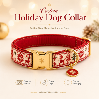 christmas jacquard dog collar