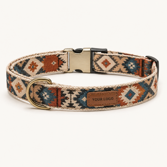 western vintage geometric pet collar