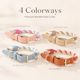 hand braided cotton rope pet collar