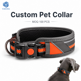 custom tactical reflective mesh padded dog collar